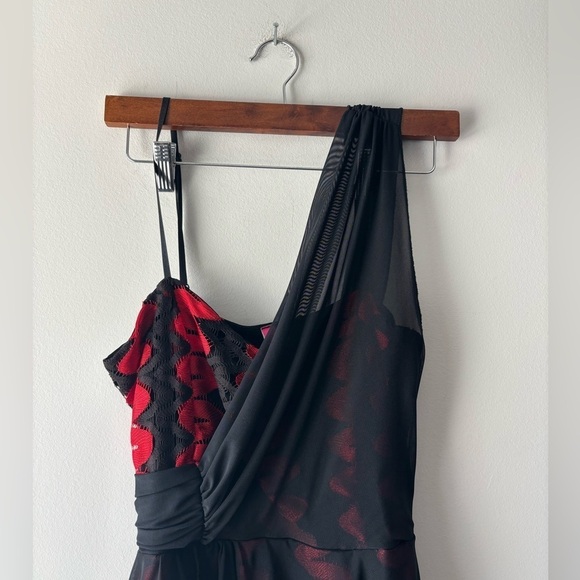 Y2k black and red high and low mini dress size L - Picture 4 of 7
